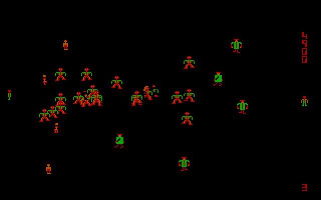 Robotron: 2084 IBM PC/Compatibles Screenshot: Help, I'm surrounded!