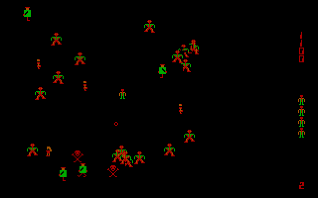 Robotron: 2084 IBM PC/Compatibles Screenshot: Uh oh, some humans were killed!