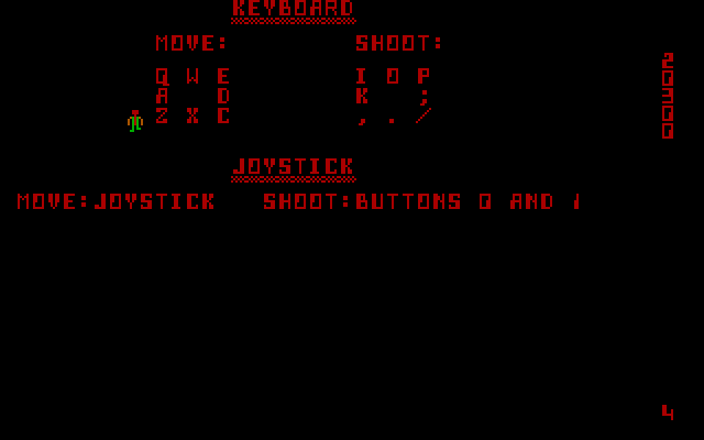 Robotron: 2084 IBM PC/Compatibles Screenshot: Game controls.