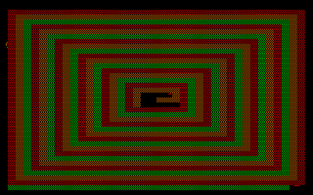 Robotron: 2084 IBM PC/Compatibles Screenshot: The screen flashes with this pattern when a level is completed.