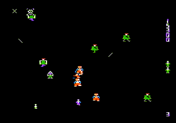 Robotron: 2084 Apple II Screenshot: Almost completed this level...