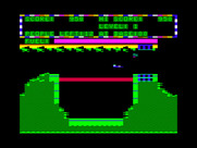 Protector II for TRS-80 Color Computer - Flying through a narrow passageway...
