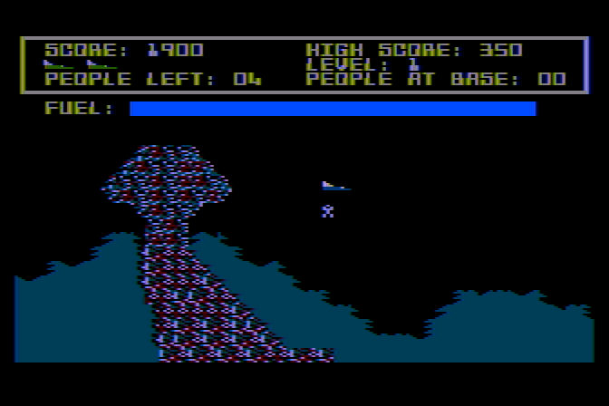 Protector II Atari 8-bit Screenshot: Be careful around this volcano!