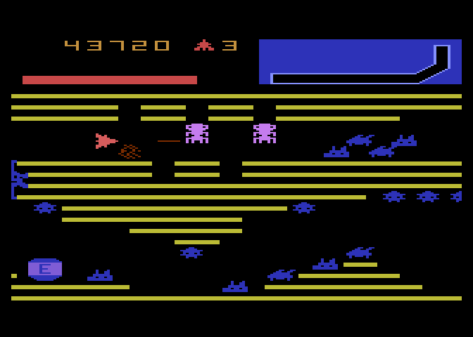 Vanguard Atari 5200 Screenshot: Blasting through the second stripe zone.