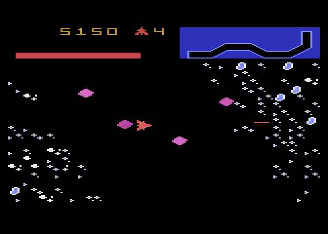 Vanguard Atari 5200 Screenshot: This zone has you flying diagonally downward.