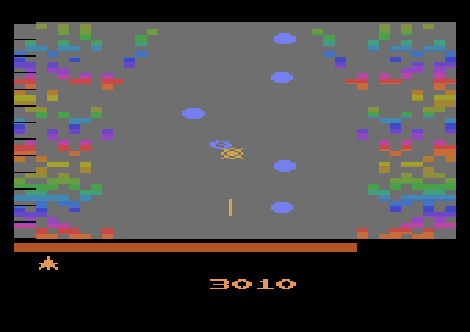 Vanguard Atari 2600 Screenshot: Crash! I've been hit!