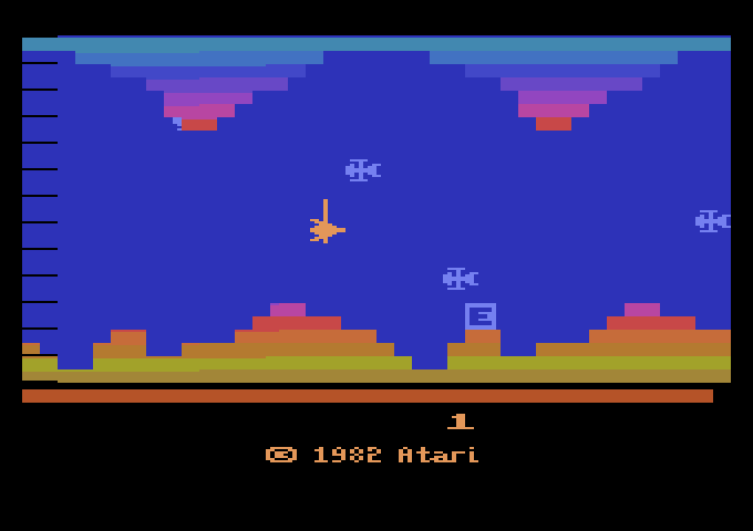 Vanguard Atari 2600 Screenshot: Game demo mode; the screen changes to various colors.