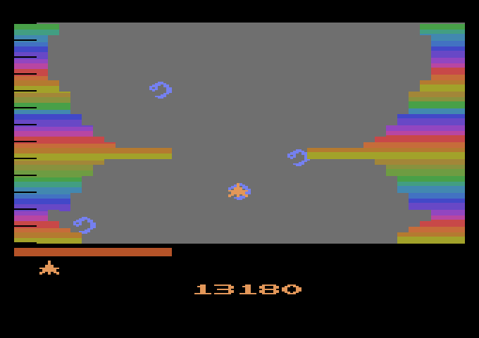 Vanguard Atari 2600 Screenshot: You can safely ride a snake up to three times.