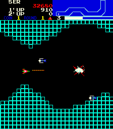 Vanguard Arcade Screenshot: One enemy down, many more to go!