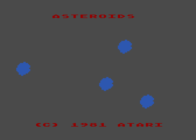 Asteroids Atari 8-bit Screenshot: Title screen.