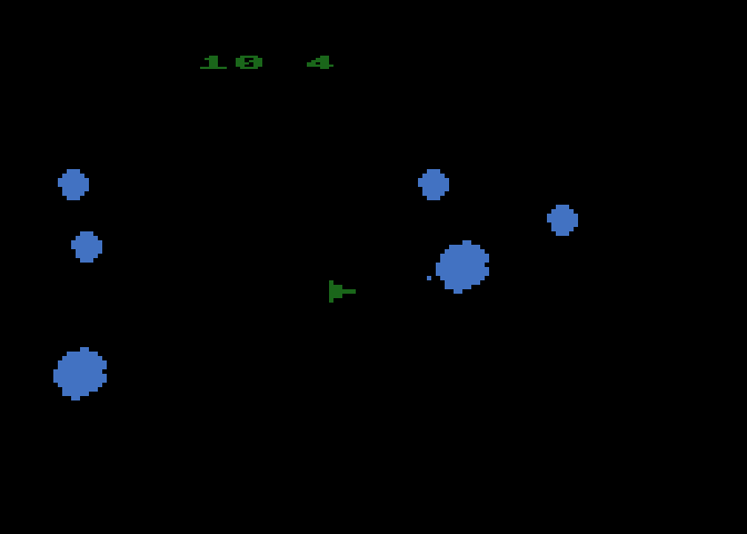 Asteroids Atari 8-bit Screenshot: One player game start.
