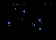 Asteroids for Atari 8-bit - Start of a two player game.
