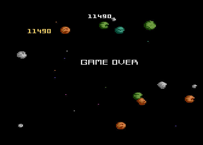 Asteroids Atari 7800 Screenshot: Game over.