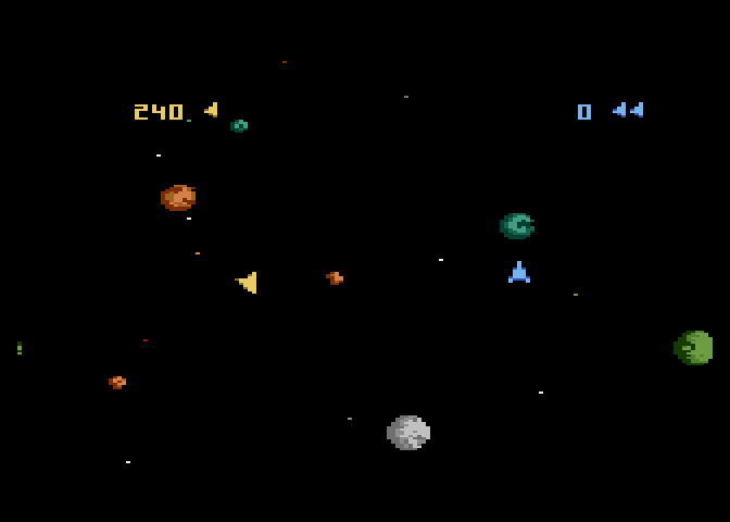 Asteroids Atari 7800 Screenshot: Starting a two player game.