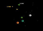 Asteroids for Atari 7800 - Each level begins with large asteroids you need to blast into smaller ones.