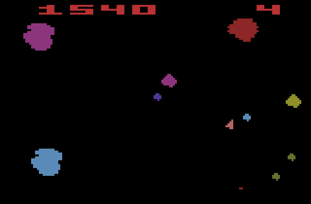 Asteroids Atari 2600 Screenshot: Watch out, don't crash!