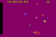 Asteroids for Atari 2600 - Game over; the screen again flashes different colors.