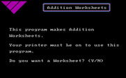 Math Drills for IBM PC/Compatibles - Addition Worksheets introduction.