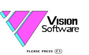 Math Drills for IBM PC/Compatibles - VisionSoftware logo screen.