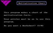 Math Drills for IBM PC/Compatibles - Create a multiplication chart.