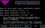 Math Drills for IBM PC/Compatibles - Creating Addition Worksheets.