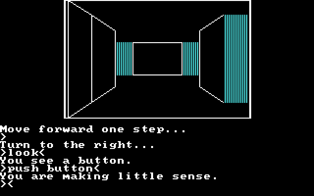 Asylum IBM PC/Compatibles Screenshot: Hmm...a button! Didn't do much...