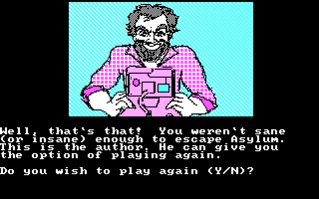 Asylum IBM PC/Compatibles Screenshot: I didn't escape...game over.