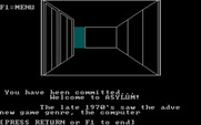 Asylum for IBM PC/Compatibles - Game start.