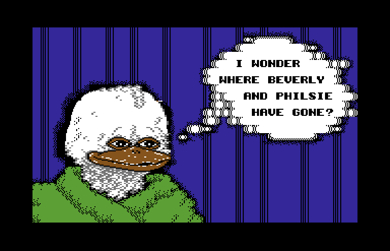 Howard the Duck Commodore 64 Screenshot: Hmm, seems like there's trouble afoot...