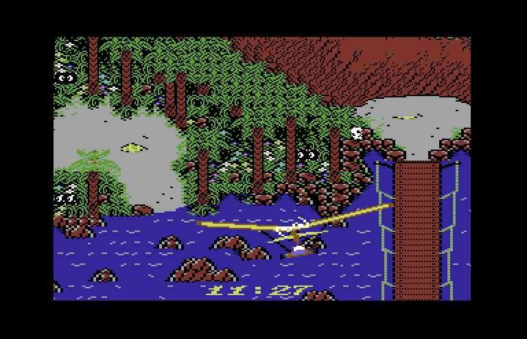 Howard the Duck Commodore 64 Screenshot: Start of the hang glider sequence.