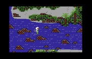 Howard the Duck for Commodore 64 - Using the backpack you can fly across the water.