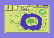 Hole in One Golf for Commodore 64 - This hole has a fairway surrounded by water...