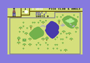 Hole in One Golf for Commodore 64 - Hole 2 features a pond you need to avoid.