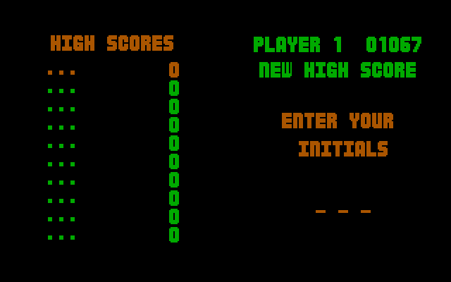 Rollo and the Brush Brothers IBM PC/Compatibles Screenshot: A new high score! Enter your initials...