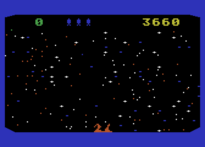 Beamrider Atari 5200 Screenshot: Crash! I've been hit!