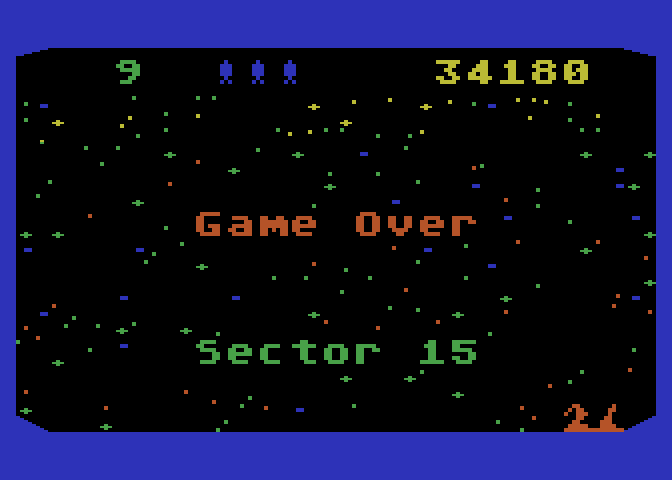 Beamrider Atari 5200 Screenshot: Game over.