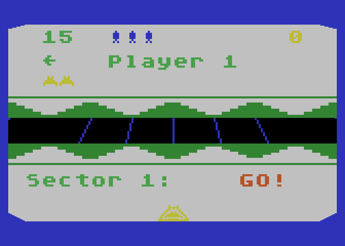 Beamrider Atari 5200 Screenshot: Ready player one?