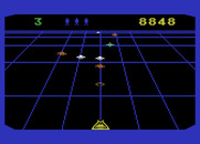 Beamrider for Atari 5200 - Certain types of obstacles can't be destroyed except with your limited torpedoes.
