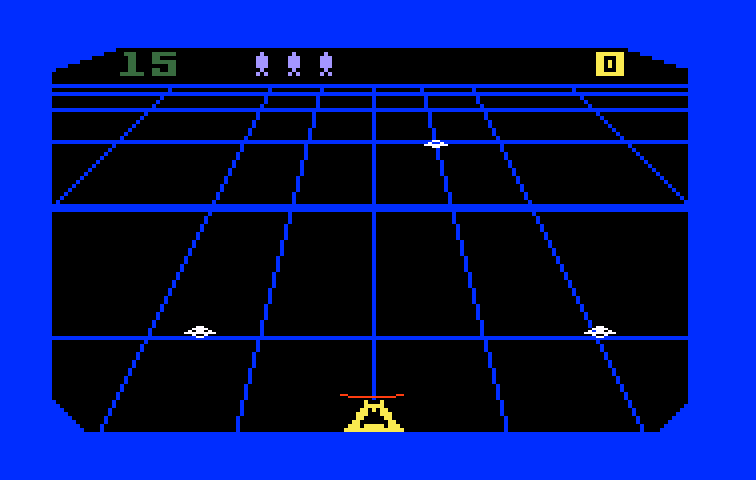 Beamrider Intellivision Screenshot: Here come a couple of white saucers...