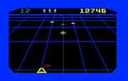 Beamrider for Intellivision - The green bouncer ship moves rapidly across the screen...