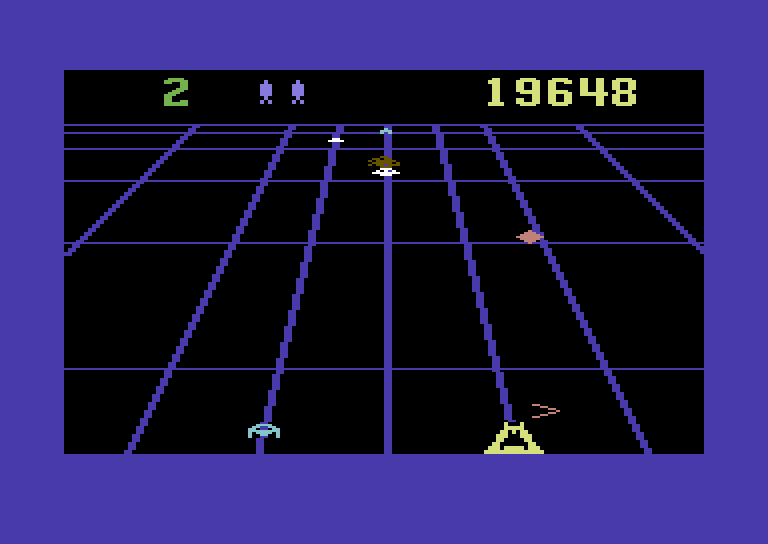 Beamrider Commodore 64 Screenshot: The game becomes faster as it progresses...
