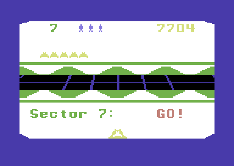 Beamrider Commodore 64 Screenshot: Ready to start Sector 7?