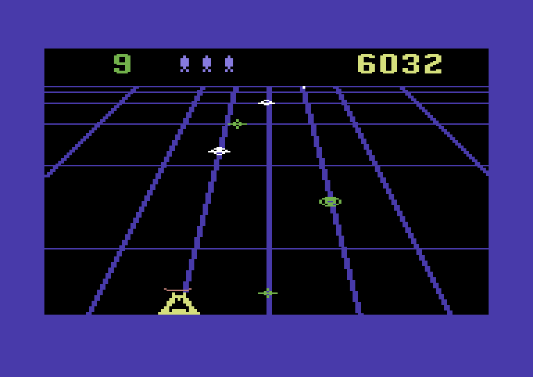 Beamrider Commodore 64 Screenshot: Blockers and the bounce craft can get in the way...