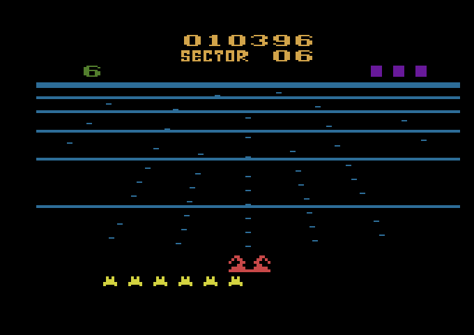 Beamrider Atari 2600 Screenshot: Crash! I've been hit...