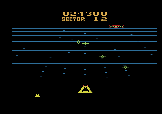 Beamrider Atari 2600 Screenshot: The end of level sentinel.