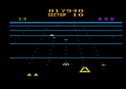 Beamrider for Atari 2600 - The green ship to my left sticks to the bottom of the screen for a short while...