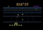 Beamrider for Atari 2600 - Avoid the green blockers...