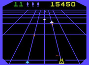 Beamrider for ColecoVision - Some enemies block the path along the bottom of the screen; don't crash into them...