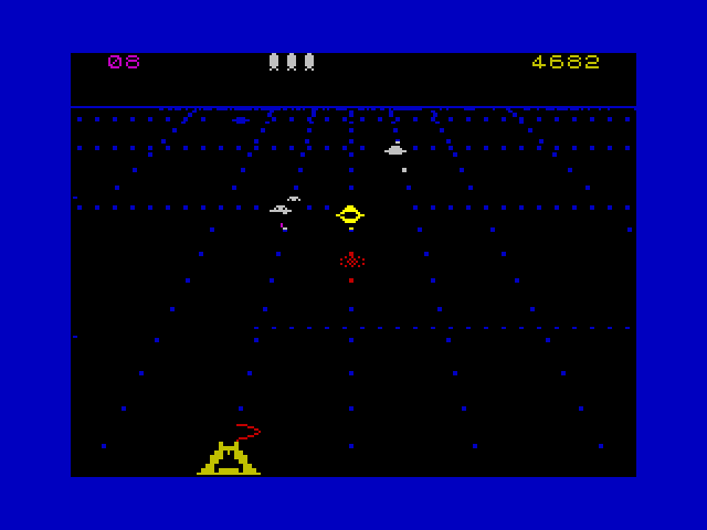 Beamrider ZX Spectrum Screenshot: New opponents appear as the game progresses...