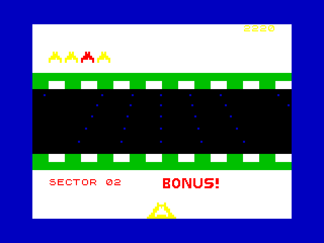 Beamrider ZX Spectrum Screenshot: Earn bonus points for shooting the sentinel...
